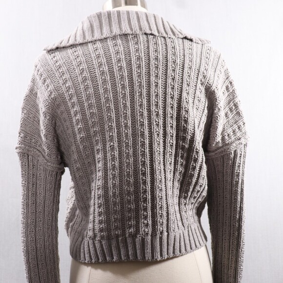Free People Traveler Cable Knit Sweater Womens S Cropped Pullover Grey - Picture 6 of 15